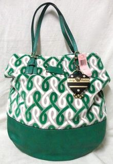   JUICY COUTURE VELOUR LEATHER GREEN WALLET & TOTE HOBO BAG XL