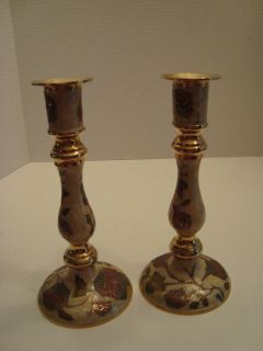Enameled Solid Brass Candlesticks Made in India