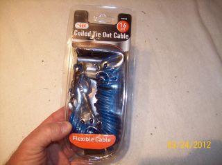 Coiled tie out cable for dogs under 60 LBS New 16 feet Flexible #99918 
