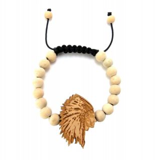 NEW GOOD QUALITY CHIEF LEADER HIP HOP BRACELET WITH 8mm WOOD BEADS WB 