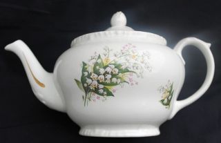Vintage STAFFORDSHIRE CROWN DORSET Lily of Valley Pattern Tea Pot 