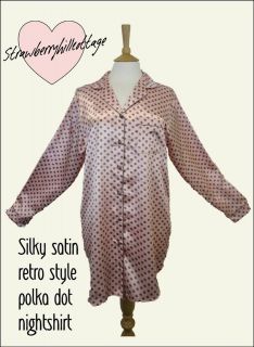 Satin silky polka dot retro 40s / 50s style nightshirt / nightie 