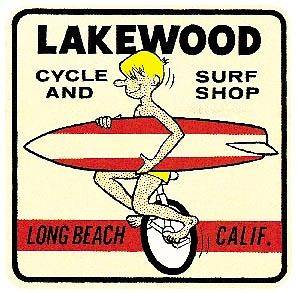 Lakewood Cycle & Surf Shop Vintage Style Travel Decal