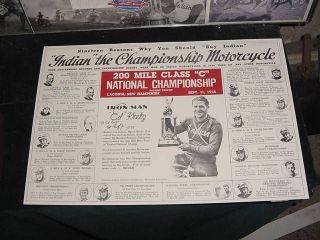 1938 INDIAN The Champion Motorcycle, 19 reasons, poster