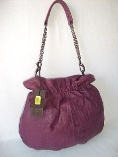 David & Scotti Womens Tig Leather Hobo Plum Handbag Shoulder Bag 