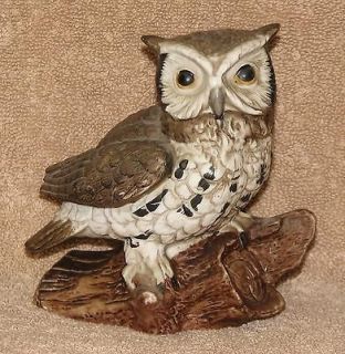 Homco Ceramic White Face or Great Horned Owl Figurine #1114 Home 