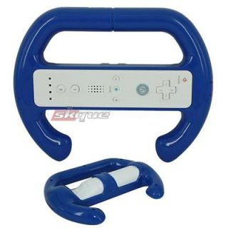 Racing Wheel Driving Remote Control Attachment Blue For Nintendo Wii 