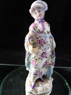Antique Richard Eckert Volkstedt Figure Lady With A BASKET IN HAND 