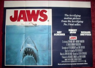   Poster JAWS 1975 (Quad) Roy Scheider Richard Dreyfuss Robert Shaw