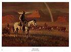 Duane Bryers Fringe Benefit cowboy horse cows 23x31 print rainbow 