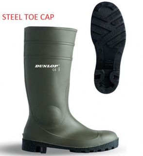 DUNLOP PROTOMASTER GREEN SAFETY STEEL TOE WELLINGTONS WELLINGTON BOOTS 
