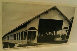 Old Rushville Indiana South Main Street Covered Bridge Postcard