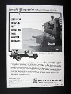 FMC John Bean Model 42HW Sprayer brush weed control 1964 print Ad 