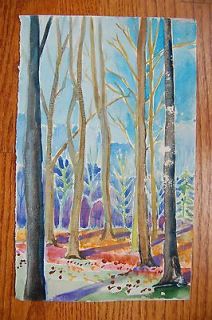 Nice Watercolor Forest by Listed Indiana Artist Mary Van Meter