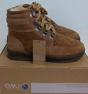 NEW EMU WOMENS BALLINA SIZE 7 CHESTNUT BROWN SUEDE BOOTS LACE UP 