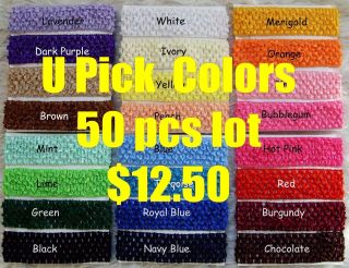 Lot 50 Crochet Headbands Baby Girls 1.5” U Pick Colors