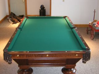 RESTORED 1880S JE CAME 8 (44x88) ANTIQUE POOL TABLE (WALNUT)