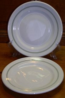 TWO McNicol China Green Rings Pattern 7 1/4 Restaurant Salad Plates
