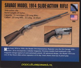 SAVAGE MODEL 1914 SLIDE ACTION RIFLE Gun Firearms CARD