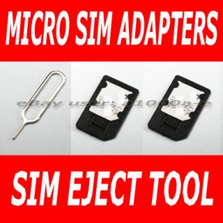 MicroSIM Adapter + SIM Eject Tool / Micro Mini SIM Card to 