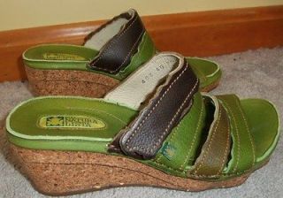 NWOB El Naturalista N402 green prado leather wedge sandal EU 40