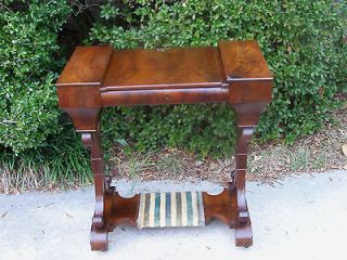 RARE ANTIQUE FLAME MAHOGANY EMPIRE WOMANS SEWING WORK TABLE 3 STORAGE 