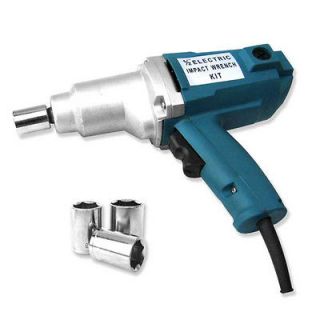 Electric Impact Wrench Kit with Case and 4 Metric Sockets 14, 17 
