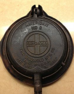 Antique Griswold American No. 8 Cast Iron Waffle Maker