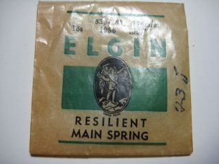 ELGIN P/W MAIN SPRING #1956 18s SINGLE BRACE VERITAS FREE 