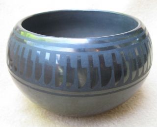 San Ildefonso Black Pottery Jar by Florence Naranjo
