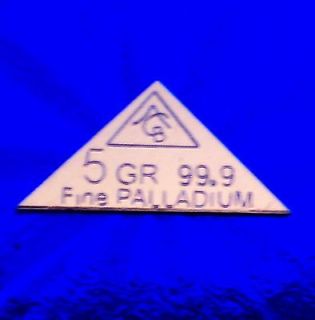 Pure 99.9 Palladium PD Precious Metal Bullion 5 grain Pyramid Bar VERY 