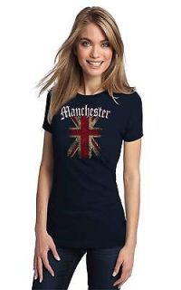 MANCHESTER, ENGLAND Adult Ladies T shirt. United Kingdom Flag Union 