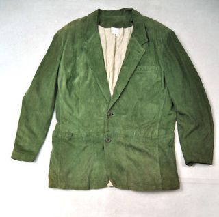 VALENTINO Green Goat Suede Leather 2 Button Blazer Jacket 54 Italy