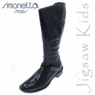 Girls Simonetta High Boots Black Patent
