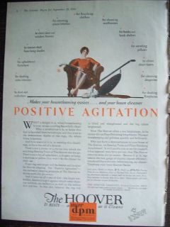 1928 Antique Hoover Vacuum Cleaner Housecleaning Ad