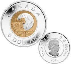 2011 Canada $5 Full Hunters Moon Silver and Niobium Coin