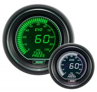 EVO Fuel Pressure Gauge Electric Prosport Green and White 52mm 2 1/16 