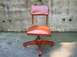   Industrial Chair Vintage wooden swivel chair Mid Century office chair