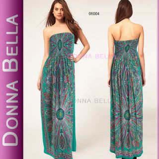 Sz 10 Donna Bella Strapless Bench Exotic Prom Maxi Gown Boho Evening 