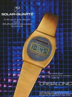 1976 Cristalonic Watch Company Solar Quartz Vintage 1976 Swiss Ad 