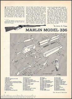  MARLIN Model 336 RIFLE 2 pg Parts List~Assembly Article w/Exploded 
