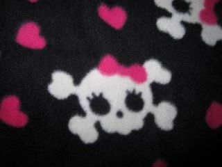 Pink & Black SKULLS & Hearts Adult Footed Medium Goth Pajamas One 