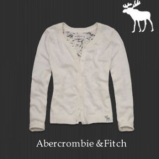 NWT Abercrombie & Fitch Women Cardigan Lace Back Sweater Cream Size XS 