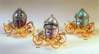 Russian Style Faberge Pigeon Eggs Set Of 3 Chariots NIB
