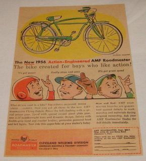1956 AMF Roadmaster FLYING FALCON bicycle ad
