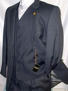 NEW ARRIVAL Stacy Adams Steel Charcoal Vested Mens Suit Suits