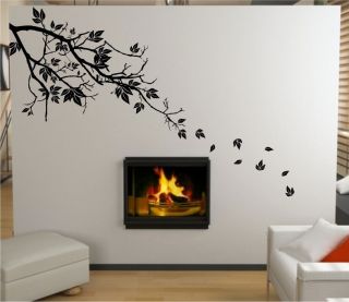 TREE FALLING LEAVES WALL STICKER   VINYL DECAL   2 SIZES   17 COLOURS