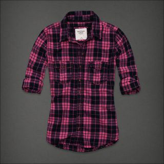 MSRP~$78 NWT NEW ABERCROMBIE & FITCH * HAILEY * PINK PLAID SHIRT 