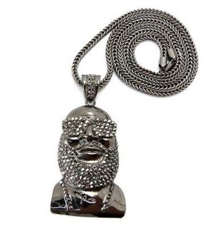 NEW ICED OUT RICK ROSS PENDANT & 4mm/36 FRANCO CHAIN HIP HOP NECKLACE 