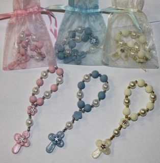 10 Pink Italian Mini Rosary Baby Shower Party Favors